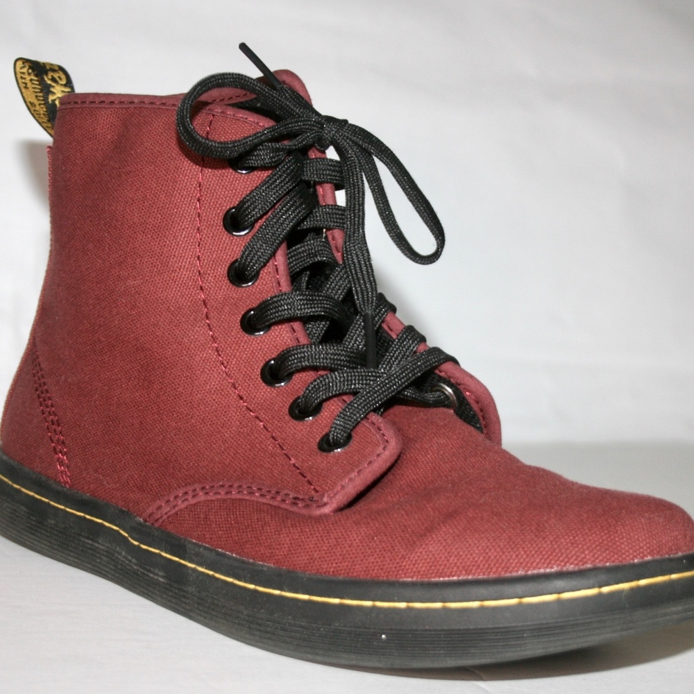 Dr. Martens Shoreditch Cherry Red Canvas Boot NWOT